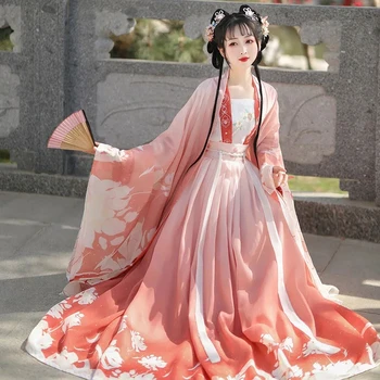 Traditsiooniline Hiina Kostüümid Naiste 2023 Hanfu Kleit rahvatantsu Vintage Print Tikandid Haldjas Printsess Riided Kleit Hanfu