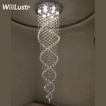 Crystal Ripats Lamp Double Spiral K9 Crystal Laes Lühter LED Pirn Peatamise Rippuvad Valgustid Trepp, Hall Villa Mall
