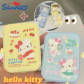 Sanrio Hello Kitty Kontaktläätsede Puhul Koomiks Anime Ilu Õpilane Ladustamise Mahuti Naiste Reisi-Tasku Mini Armas Kontaktläätsede Box