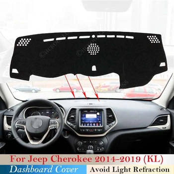 Polüester jaoks Jeep Cherokee KL 2014 ~ 2019 Auto Tarvikud Kriips Pardal Päikesevarju Vaip 2015 2016 Armatuurlaua Kate Kaitsev Padi
