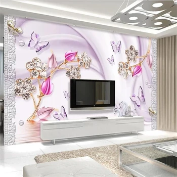 beibehang Kohandatud taustpildi 3d diamond flower luikede järv ehted papier peint TV taust seina 5d dekoratiivne pannoo 8d tapeet