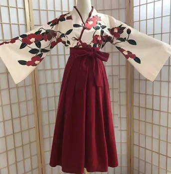 Kimono Tüdruk Sakura Jaapani Stiilis Õie Printida Vintage Kleit Naine Oriental Camellia Armastus Kostüüm Haori Yukata Aasia Riided