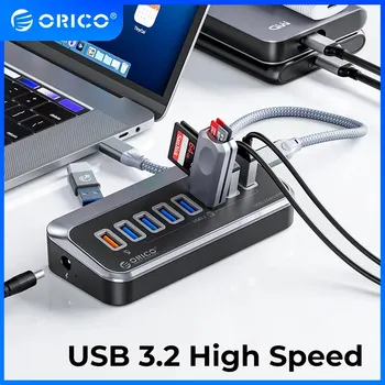 ORICO USB-3.2 Tüüp C Jaoturiga ABS-Powered 5Gbps HUB PD18W Laadimine-Kaardi Lugeja Splitter Koos Power Adapter Lauaarvuti Tarvikud