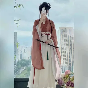 2023 Originaal Hanfu Kleit Naine Wei Jin Dünastia Krae Lai varrukatega Katki Seelik Päevas Õpilased Haldjas Vana Kostüüm