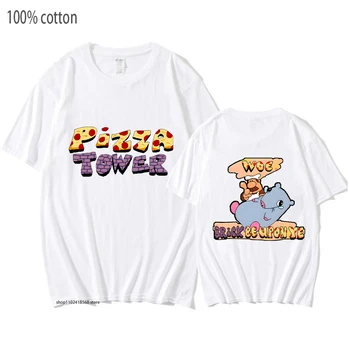 Kuum Mäng Pizza-Tower T-Särgid Anda Thumbs-up Lahe Särk Mood Naiste Rõivad, Meeste Tshirts Vintage/retro 100% Puuvill Tee-Särk