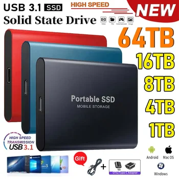 Kiire Väline Solid State Drive 1TB Portable Väline kõvaketas 2TB ssd 256TB Väline kõvaketas Sülearvuti Mac PS5