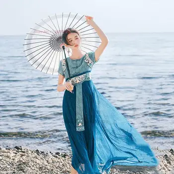 2024 hiina hanfu kleit rahvariiete traditsioonilised rahvuslikud sifonki kleit vana-lille tikandid printsess kleit streetwear