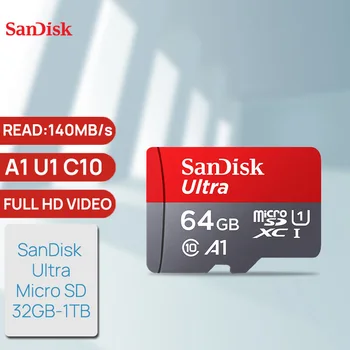 SanDisk Ultra Micro SD Mälukaardi A1 C10 U1 FHD 64G 128G 256G 512G 1 TB 140MB/s TF Flash Camare Nintendo Lüliti Auru Teki