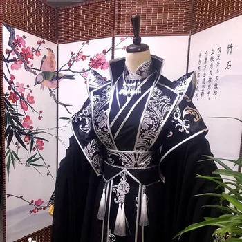 Kohandatud Vintage Keiser&Kuningas Cosplay Kostüüm Meeste Suuremõõtmeline Hiina Traditsiooniline Hanfu Must Seab Suured Meeste 5XL