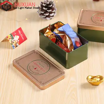 1TK Square Valgeplekk Candy Box Tühi Küpsise Tina Candy Tin Box 2024 Christmas Candy Biskviit Kott Isiku Raviks Kott Xmas Gift Box