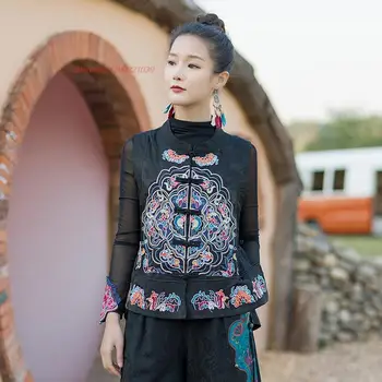 2024 hiina etnilise naiste vest retro varrukateta mantel riigi lille tikandid naiste oriental tang sobiks hiina retro vest