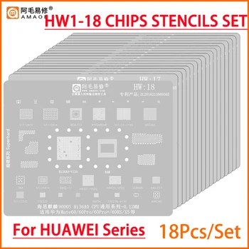 Amaoe HW1-17 BGA Reballing Šabloon Jaoks Huawei Kõik seeriad täielikku valikut Hisilicon kirin CPU POWER Laadija RF PM IC Tina Net Remont
