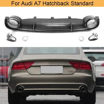 Carbon Look Tagumine Kaitseraud Difuusor, Lip Spoiler, mille Heitgaaside Näpunäiteid Audi A7 Luukpära Standard 4D 2012-2015 Difuusor FRP Must