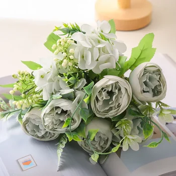 Pulmad Decor Silk Simulatsiooni Lilled Valge Sinine Peonies Kimp Magamistuba Rõdu Kaunistamiseks Kunstlikku Lille Unistus Pojeng Õie