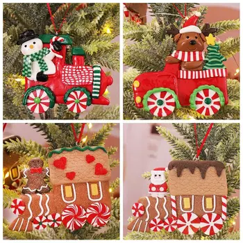 Mitmevärviline Jõulud Rippuvad Ripatsid Candy Rongi Pehme Savi Tilk Ornament Festival Soosib Partei Asjade Xmas Tree Decor