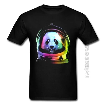 Spaceman Astronaut Panda Euroopas Täiskasvanud Tops & Tees Hõivata Planeet Mars Black Print T-Särgid Sügisel Populaarne Uus T-Särk Tops
