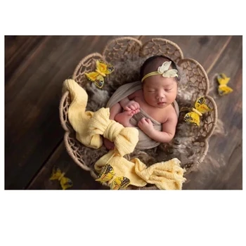 Jumalik Vastsündinud Foto Rekvisiidid, Armas Pits Poseerib Padi ja Lillega Peapael Peakatet Baby Fotograafia