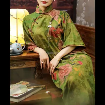 2024 Hiina stiilis oriental kleit cheongsam kleit lady cheongsam naised riikliku stiilis elegantne pool festival qipao kleit a786