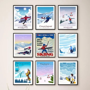 Suusatamine Sport Lõuendile Maali Plakatid ja Pildid Lumelaua Snow Mountain Wingsuit Flying Seina Pildid elutuba Cuadros
