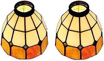 HUIMEIJU Tiffany klaasi ühe lambivarju 2TK komplekt Oranž klaas fänn lamp, seina lamp, lühter asendamine lambivarju 6 tolli