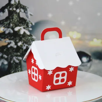 50tk Euroopa Festive Christmas Candy Kastid Punane Väike Maja Pulmi, Sünnipäeva Küpsise Pakendi kinkekarbis