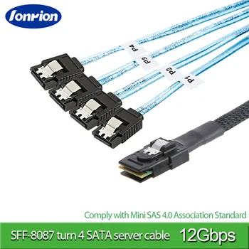 1/0.5 M 12Gbps Mini-SAS SFF-8087 Kuni 4 SATA Kaabel SAS 36P 4 SATA3.0 Kõvaketas Andmete Splitter Kaabel Server