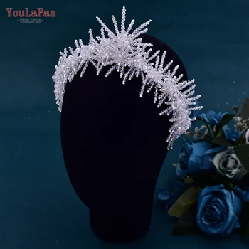 YouLaPan Crystal Pruudi Tiara Pulmad Juuksed Tarvikud Printsess Headdress Pool Naise Juuksed Ornament Pruut Peapael HP488