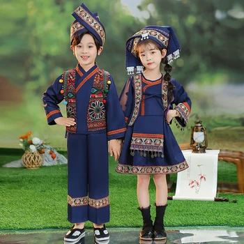 Guangxi Zhuang Laste Tantsu Kostüüm Poistele Miao Vähemuste Hani Tüdrukud Foto