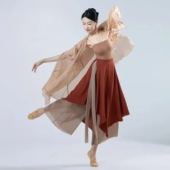 Hiina stiilis folk dance klassikalise tantsija tulemuslikkuse kostüümid elegantne jakk tava riietama keha riim pikk välimine marli ülikond
