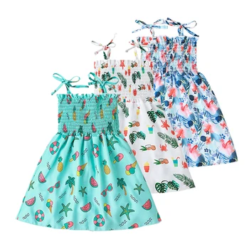 Lapsed Suvi-Tüdrukud Dress Sidemega Rihm Trükitud Vabaaja Varrukateta Suvine Printsess Dress Pool Kandma 12M-5Y
