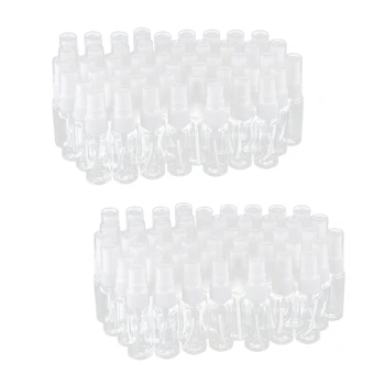 100-Pack Tühi läbipaistvast Plastikust Peen Udu Spray Pudelit Microfiber Lapiga, 20 ml Korduvtäidetavaid Mahuti