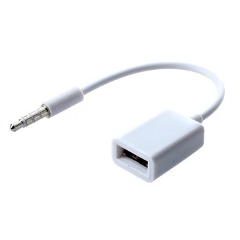Car MP3-3,5 mm Isane AUX Audio Pistik-Pesa USB 2.0 Naine Converter Cable Juhe Valge