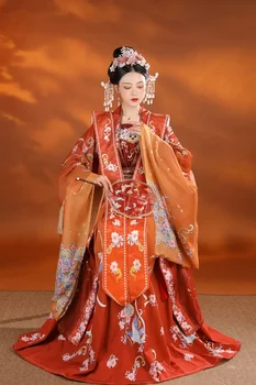 Hiina Hanfu naissoost Song Dynasty tikitud pulm kleit Hiina pruut Kevadel ja sügisel staadiumis täitmiseks kleit 4 komplekti