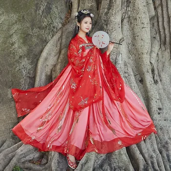 VEE Hanfu Haldjas Hiina Kleidid Traditsiooniliste Naiste Tantsu Kostüümid Cosplay Naine Printsess Riietus Suur Pluss Suurus, Punane