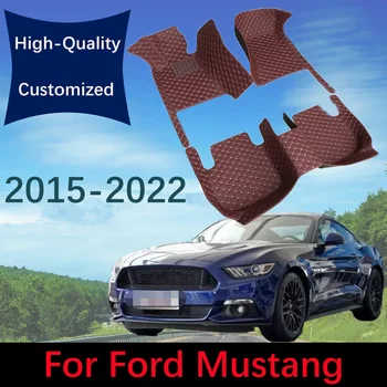 Custom Nahk Auto Põrandamatid Ford Mustang 2015 2016 2017 2018 2019 2020 2021 2022 Auto Vaip Vaibad Auto Suu Padjad