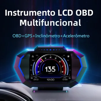 OBD + GPS HUD P24 Auto OBD-Head Up Display-HUD Pardal Arvuti, Digitaalne Spidomeeter Vee Temp Kütusekulu Kalle Arvesti