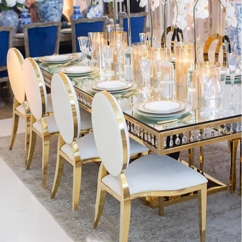 50 tk tehase kuldsed chiavari tool hotel metallist söögilaud komplekt pulm ja sündmus