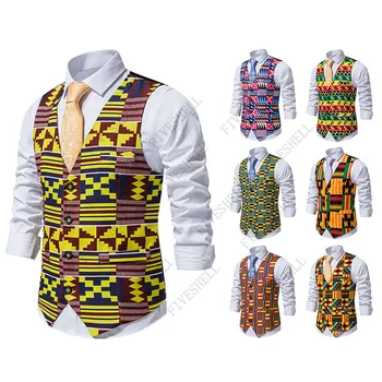 2023-Aafrika Dashiki Ülikonna Vest Meeste Slim Fit Käisteta Vest Vest Meeste Pool, Pulma, Ballile Smoking Särgid Mees Chalecos