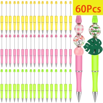 60Pcs Beadable Pliiatsid Rant Pliiatsid Helmed Pen DIY Tegemise Komplekt Mitmevärviline Pastapliiats Musta Tindiga Naised, Lapsed, Õpilased, Kontor